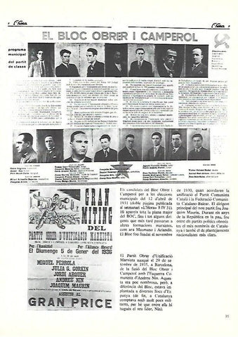 LAMINA 38860: Candidatos del Bloc Obrer i Camperol en 1931