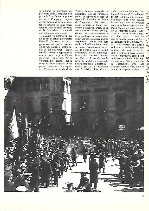 LAMINA 38872: Gente en Plaza de Sant Jaume en Barcelona esperando a Companys