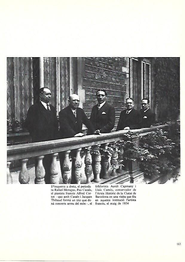 LAMINA 38933: R. Moragas, Pau Casals, Alfred Cortot , Aureli Company y Lluis Camos