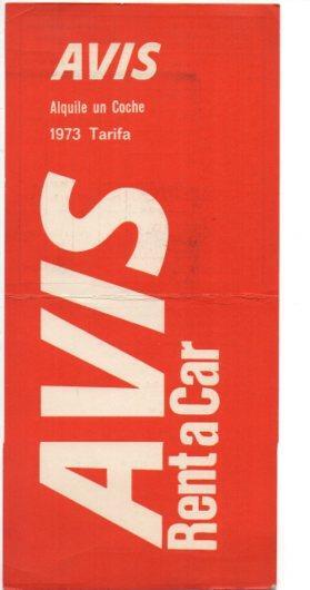 V49527: Avis tarifas de alquiler de un coche en Canarias año 1973