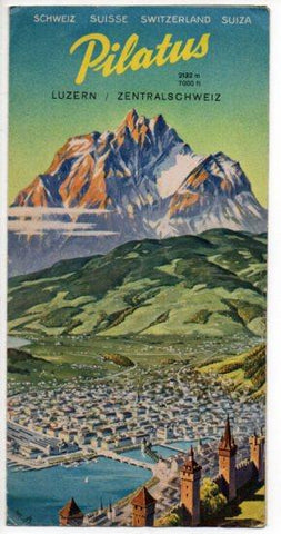 V49529: Monte Pilatus en Suiza, cuadriptico con fotografias y mapa