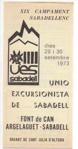 V49530: XIX Campament Sabadellenc setembre 1973, programa de actos
