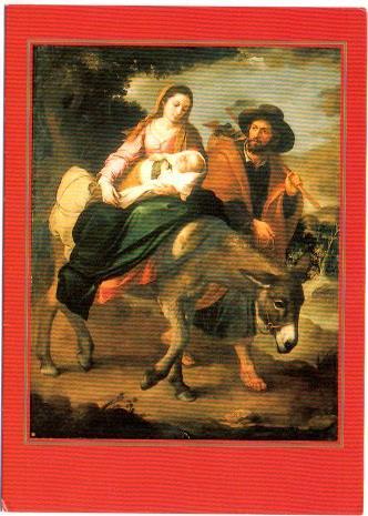 V49505: Felicitacion navideña Huida a Egipto por Murillo