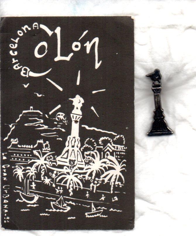 V49174: Pin metalico monumento a Colon en Barcelona