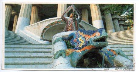 V49484: Escaleras de Parc Guell en Barcelona obra de Gaudi