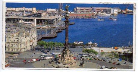 V49485: Vista aerea del Puerto y la estatua de Colon en Barcelona