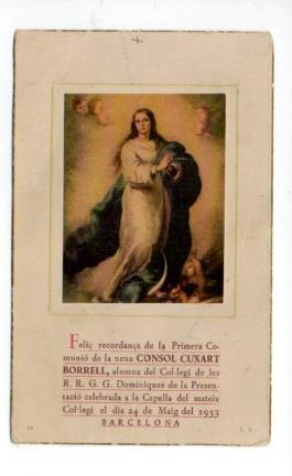 V49466: Recordança Primera Comunio Consol Cuxart Borrell 1953