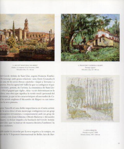 LAMINA V49320: Campanar de la Purisima per A. Masvidal, Paisatge per F. Vayreda i Paisatge en grisos Anna Miquel