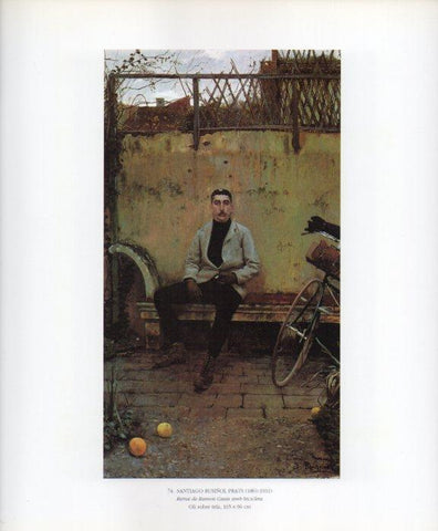 LAMINA V49243: Retrat de Ramon Casas amb bicicleta per Santiago Rusiñol