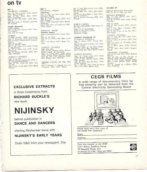 LAMINA 39503: Publicidad de Nijinsky y CEBG Films