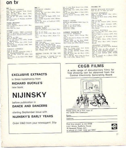 LAMINA 39503: Publicidad de Nijinsky y CEBG Films