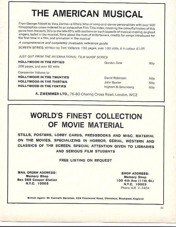 LAMINA 39489: Publicidad de The American Musical y Movie Material
