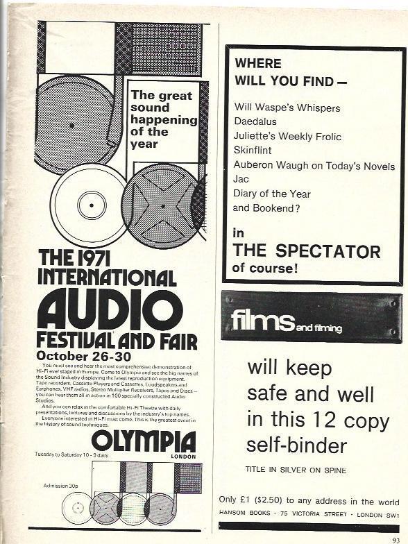 LAMINA 39511: Publicidad de The 1971 International Audio Festival