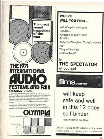 LAMINA 39511: Publicidad de The 1971 International Audio Festival