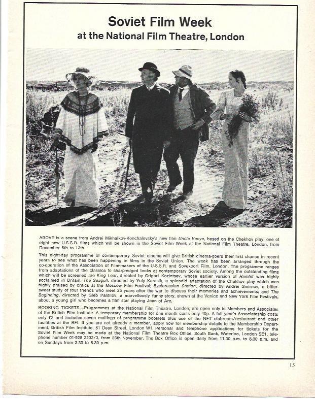 LAMINA 39531: Publicidad de Soviet film Week