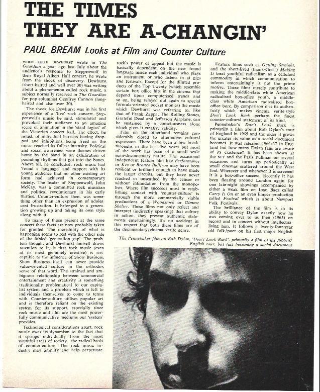 LAMINA 39522: Fotograma de Don't look Back de Bob Dylan