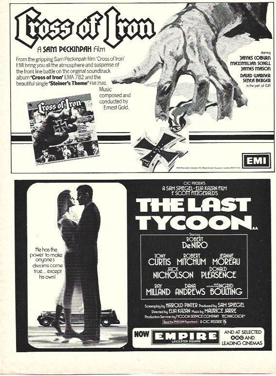 LAMINA 39455: Publicidad de Cross of Iron y The Last Tycoon