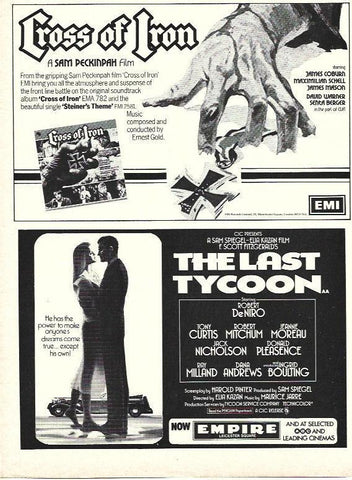 LAMINA 39455: Publicidad de Cross of Iron y The Last Tycoon