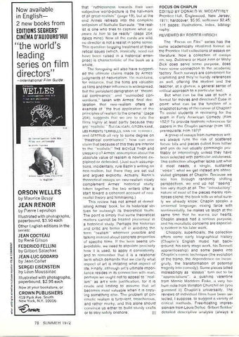 LAMINA 39612: Publicidad del libro Orson Welles de Maurice Bessy