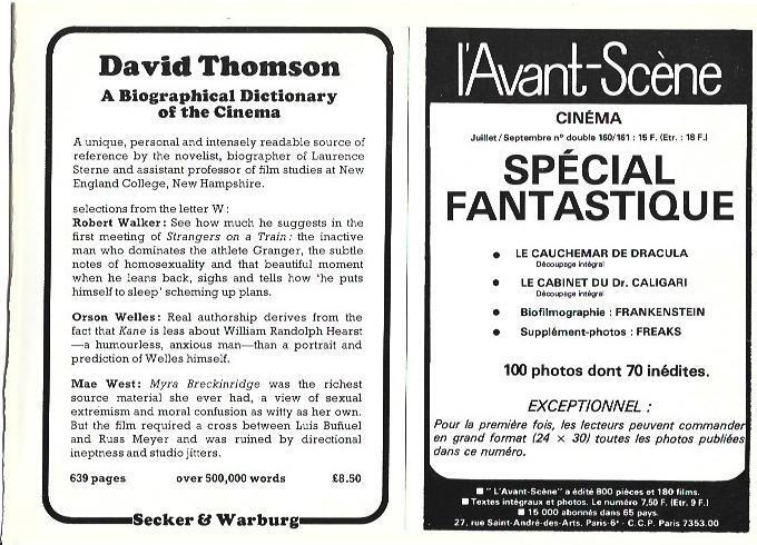LAMINA 39332: Publicidad de David Thomson y L'Avant-Scene