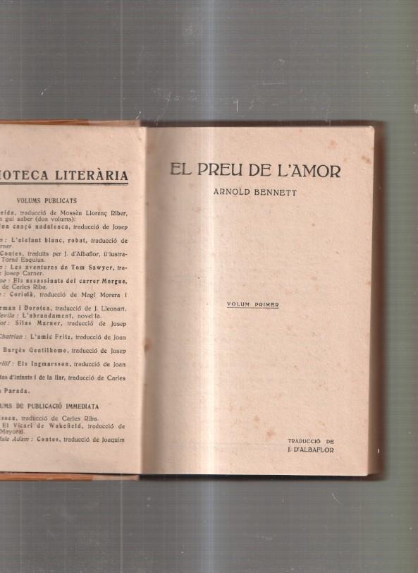 El preu de l amor. volum primer