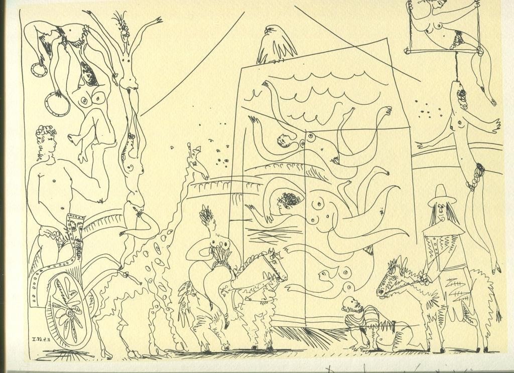 Carpeta Pablo Picasso con 4 grabados tematica Circense (circo)