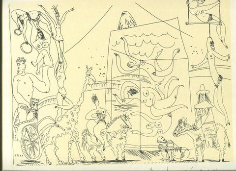 Carpeta Pablo Picasso con 4 grabados tematica Circense (circo)