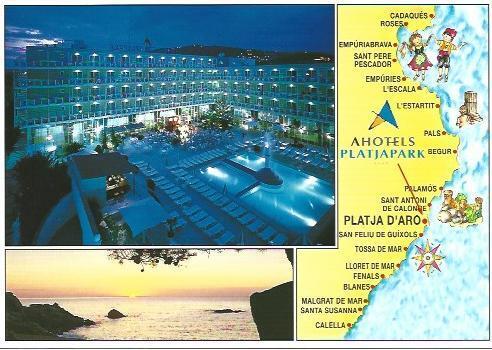 POSTAL A6819: Vista nocturna de Ahoteles Platjapark