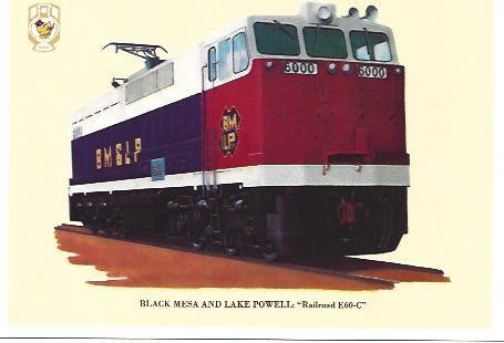 POSTAL A6549: Black Mesa and Lake Powell. Railroad E60-C