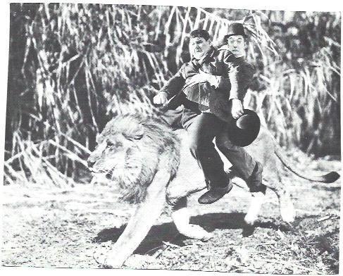 LAMINA 39858: Oliver y Hardy sobre un leon
