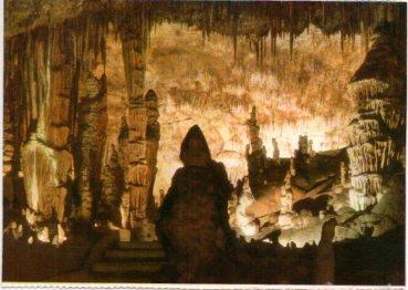 POSTAL PV13244: Monje y cactus, Cuevas del Drach, Mallorca