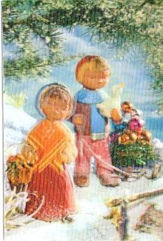 POSTAL PV13212: Niños en bosque nevado. R-142