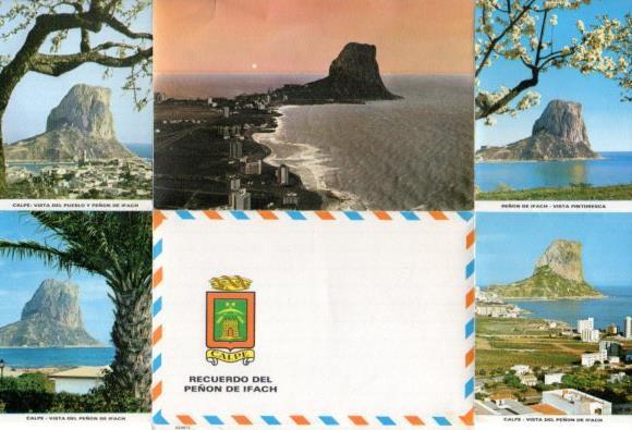 POSTAL PV13232: Recuerdo del Peñon de Ifach. Sobre postal 