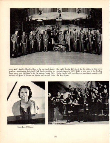 LAMINA V50300: Kirk's Twelve Clouds of Joy in 1935 pose at a redecorated Fairyland Park dance pavilion