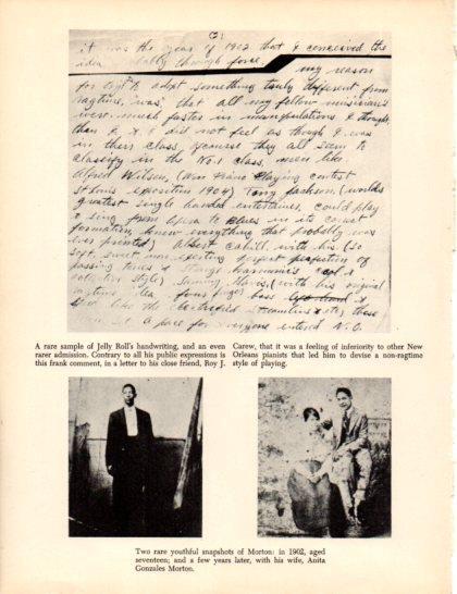 LAMINA V50262: A rare sample of Jelly Roll's Handwriting