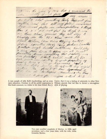 LAMINA V50262: A rare sample of Jelly Roll's Handwriting