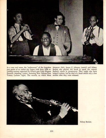 LAMINA V50340: Tommy Ladnier, Mee Mezzrow, James P. Johnson and Sidney Bechet in 1938. Recording sessions by Hughes Panassie