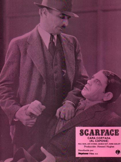 LAMINA V50412: Scarface cara cortada, Al Capone. Paul Muni, Ann Dvorak y George Raft. Nº 2