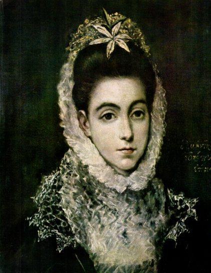 LAMINA V50398: Dama con una flor en el cabello por El Greco