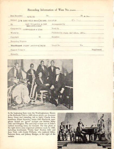 LAMINA V50352: Duke Willington and His Washingtonians in 1926