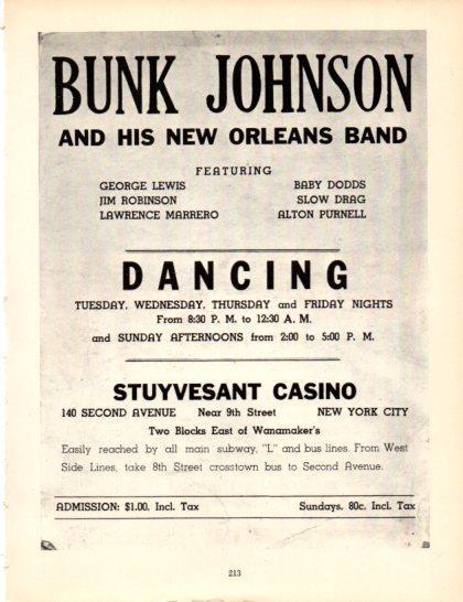 LAMINA V50388: Bunk Johnson and His new Band, poster of the performance