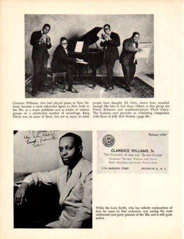 LAMINA V50382: Clarence Williams 1920s and Wollie the Lion Smith