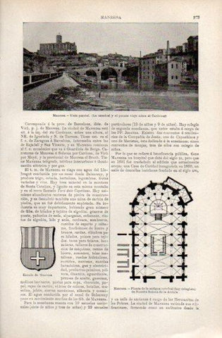 LAMINA V49970: Vista parcial y puente viejo de Manresa