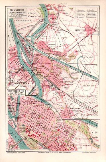 LAMINA V49965: Plano de Mannheim Ludwigshafen