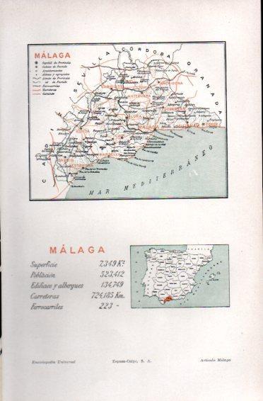 LAMINA V49960: Mapa de la provincia de Malaga