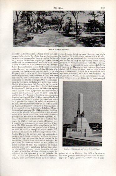 LAMINA V49948: Jardin botanico y monumento a Jose Rizal en Manila