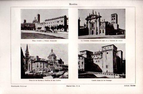 LAMINA V49988: Plazas, Catedral, y Castillo Gonzaga en Mantua