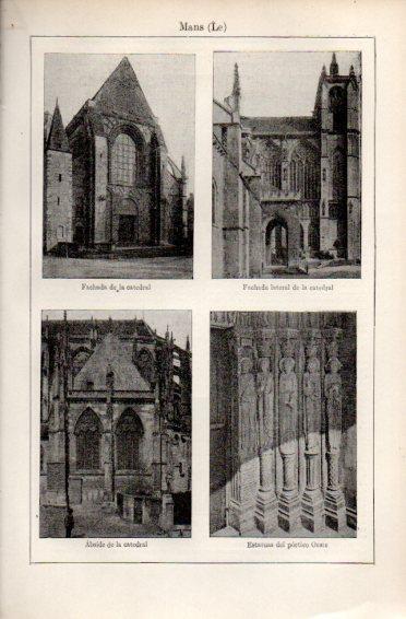LAMINA V49981: Vistas de la catedral de Le Mans