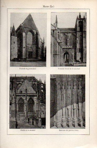 LAMINA V49981: Vistas de la catedral de Le Mans