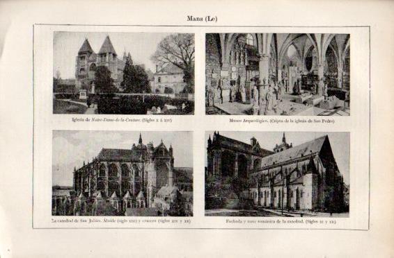 LAMINA V49980: Iglesia, catedral y museo Arqueologico en Le Mans